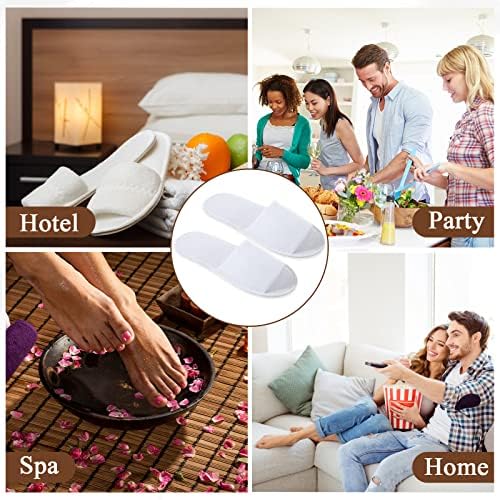 Coume 48 Pairs Disposable Slippers for Guests Bulk Soft Disposable Hotel Spa Slippers Open Toe White Non-Slip for Women Men Home Indoor Hotel Travel Wedding Party
