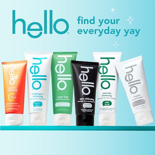 Hello Activated Charcoal Toothpaste, Fluoride Free with Activated Charcoal, Teeth Whitening Toothpaste with Fresh Mint and Coconut Oil, No SLS, Vegan, Gluten Free, 3 Pack, 4 OZ Tubes