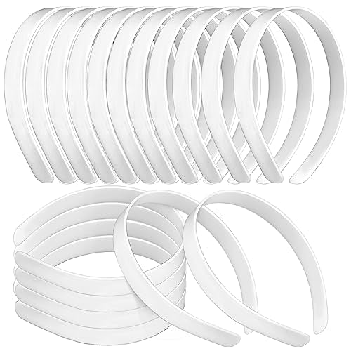 50PCS Amersumer 1/2" Girls Plain No Teeth DIY Plastic Headbands Headwear Hair Accessories (Black) (WHITE)