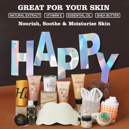 Birthday Gifts for Women & Men,Happy Birthday Surprise Box, 14pcs Luxury Spa Gifts, Gift Box for Mens Unique with Hand Cream, Holiday Advent Calendar, Skin Care Gift Sets for birthday