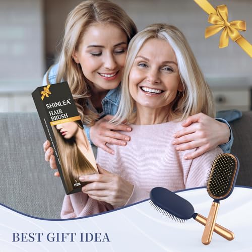 Large Paddle Brush, Hair Brush for Thick Thin Hair, Professional Hairbrush for Blow Drying, Massage Flexible Soft Bristles, Deluxe Gold Handle, Hairbrush for Women Men Kids