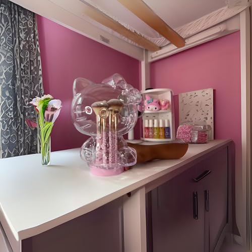 Impressions Vanity Hello Kitty 6 PCs Makeup Brush Set with Clear Cloche, Super Soft Brushes for Foundation, Face Powder, Blending, Eye Shadow with Cute Hello Kitty 3D Holder Organizer