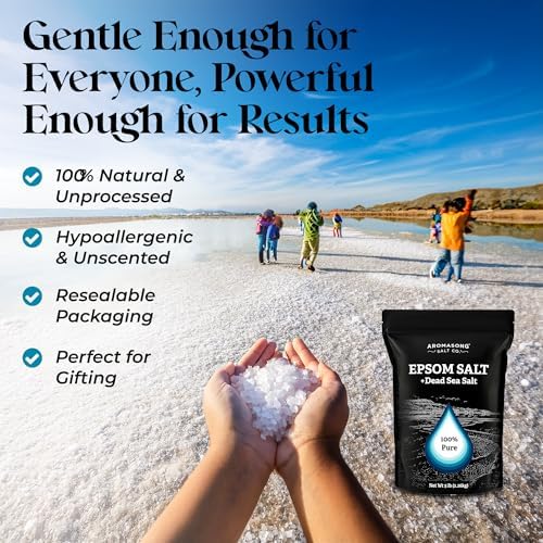 Aromasong Epsom Salt with Dead Sea Salt for Soaking - Bulk 5 Lb - 100% Pure Bath Salt, Foot & Muscle Soak