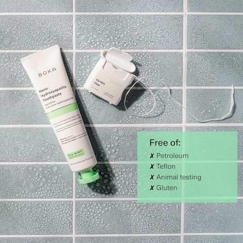 Boka Ela Mint Woven Dental Floss, Made from Natural Vegetable Wax, Teflon-Free and Petroleum-Free, 30 Yards of Waxed Floss (Pack of 3)