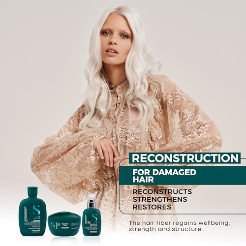 Alfaparf Milano Semi di Lino Reconstruction Reparative Hair Mask - Damaged Hair Bond Repair - Color Safe Deep Conditioning Hair Mask - Medium to Thick Hair - Vegan (6.88 oz)