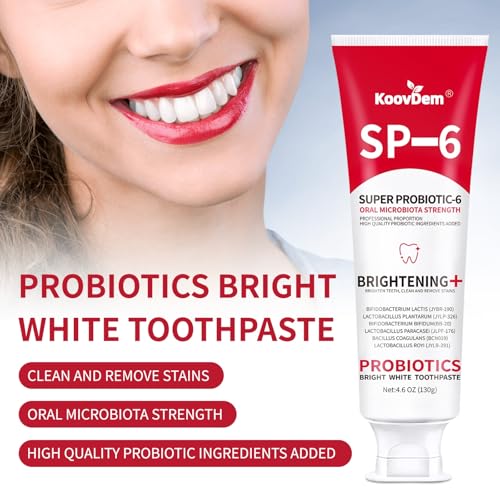 2025 New Sp-6 Probiotics Whitening Toothpaste-Fluoride-Free, Enhanced Formula with 6 Probiotics for Gum Care & Fresh Breath, Fresh Mint Flavor(2PC)(Red)