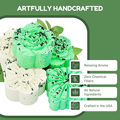 Breathe Easy Aromatherapy Shower Bombs (5PK XTRA STRENGTH) – Menthol, Peppermint, Rosemary Essential Oils – Ease Sinus, Colds, Cough, Congestion – Spa Christmas Gift (Add Shower Bomb Bag)