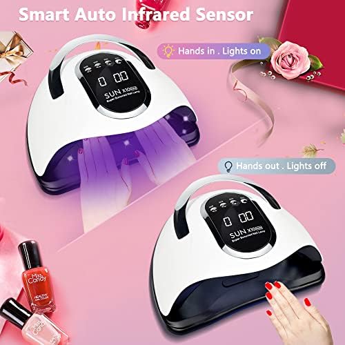 280W UV LED Nail Lamp, Fast Nail Curing Lamps for Home & Salon, 66 Beads Led Nail Dryer for Gel Polish with Automatic Sensor/4 Timer Setting, Handle Professional Nail Art Tools