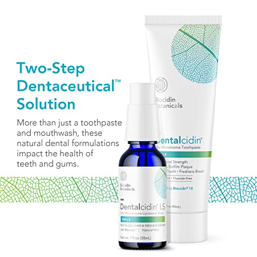 Biocidin Dentalcidin Fluoride Free Teeth Whitening Toothpaste for Adults & Children 2+ - Plant-Based Toothpaste - Promote a Healthy Oral Microbiome, Remove Biofilm Plaque (3 Oz)