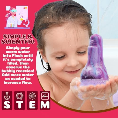 Bath Bomb Potion Kids,6 Pack Non-Toxic Fizzy Bubble Bath Explosions of Vibrant Color Colorful,Fun Time Science Toddler