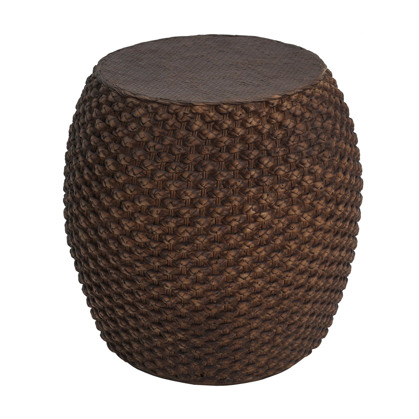 Homy Casa Faux Rattan Side Table for Poolside Lounge or Patio Balcony Relaxation, Brown