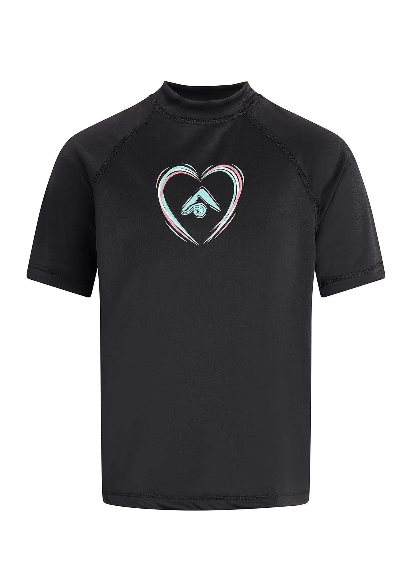 Kanu Surf Girls' Karlie UPF 50+ Sun Protective Rashguard Swim Shirt, Seafoam Black, 12