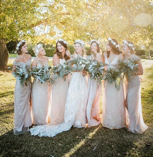 Bridesmaid Scrunchies Proposal Gifts Bachelorette Hair Claws Clips Girls heart sunglasses for Wedding Party Favors (White&Dusty Blue)