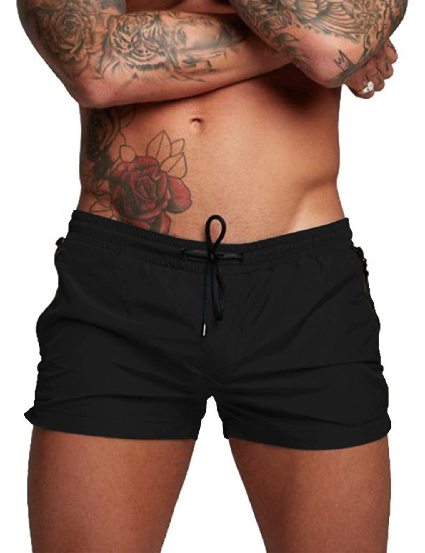 COOFANDY Mens Quick Dry Swimwear Boxer Brief Trunks, Large, Black