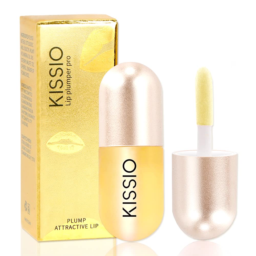 KISSIO Lip Plumper,Day Lip Plumper,Lip Enhancer,Plant Extracts Plumping Lip Serum,Lip Plumping Balm,Moisturizing Clear Lip Gloss for Fuller Lips and Hydrated Beauty Lips 5.5ml (06 Clear)