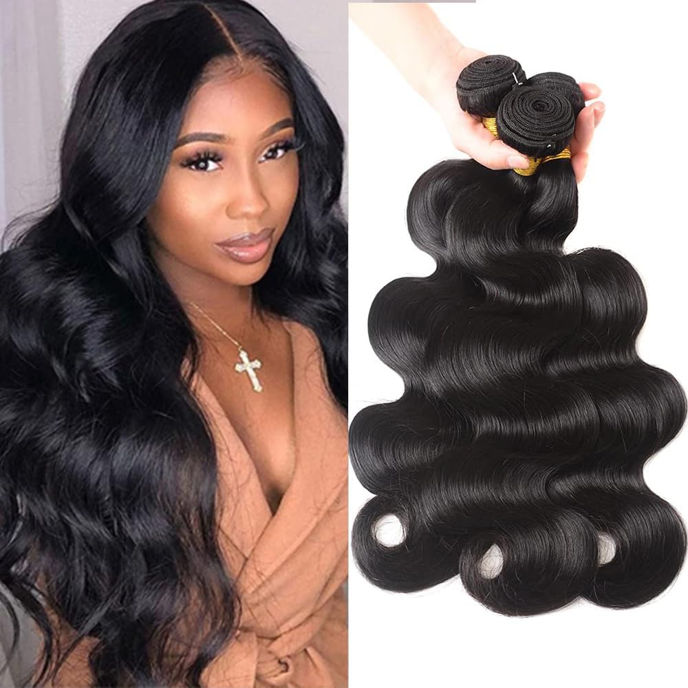Katspon Human Hair Bundles Body Wave 3 Bundles 14 16 18 Inch Weave Bundles Human Hair 100% Unprocessed 12A Brazilian Hair Bundles Human Hair Extension for Black Women