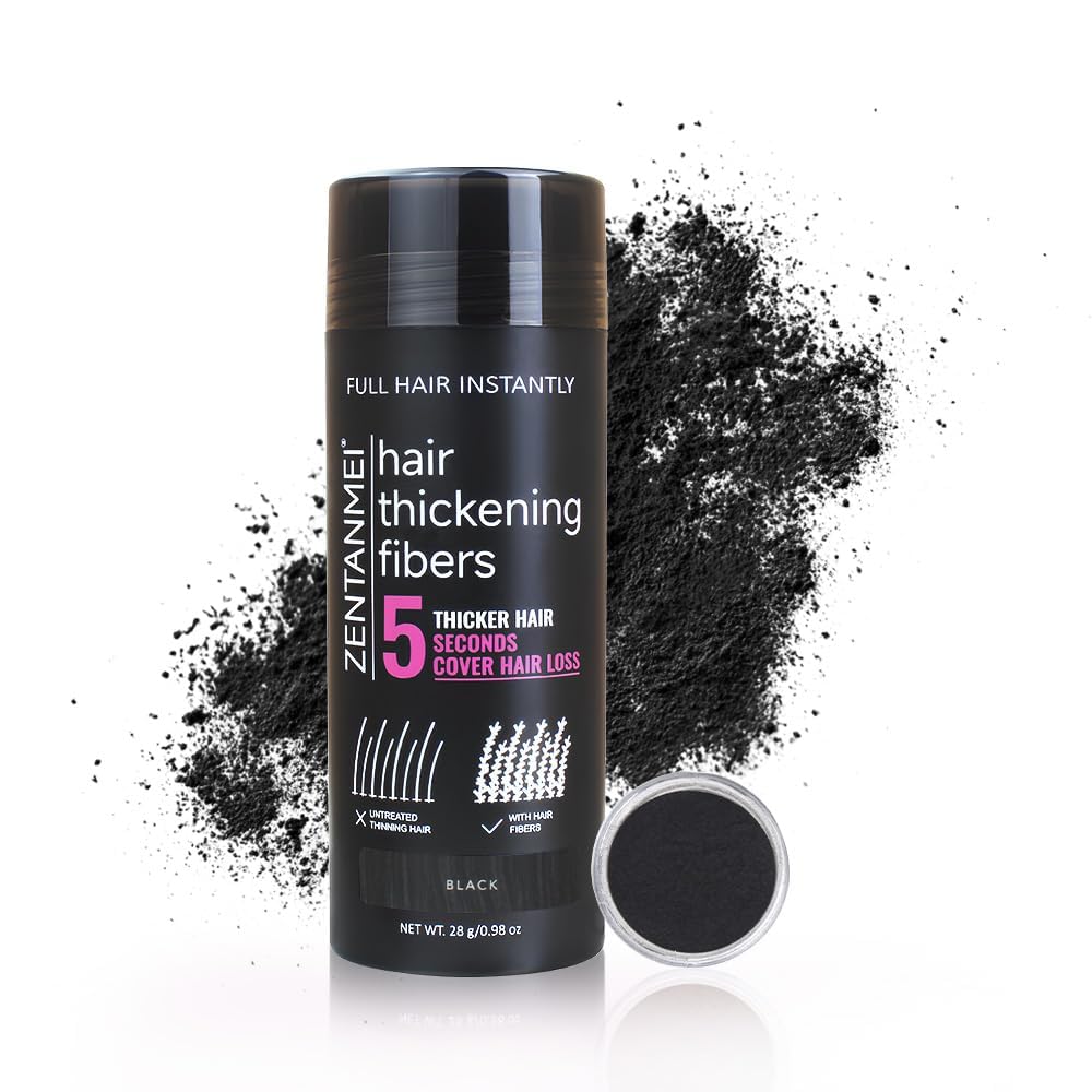 Hair Fibers for Thinning Hair for Women All-Natural Hair Building Fibers 0.98 Oz Hair Volume Powder Bald Spot Cover Up for Men & Women (Black)