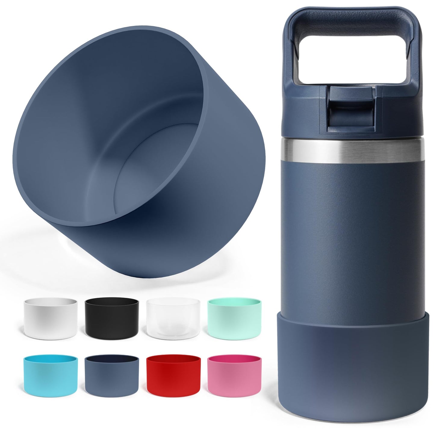 Jmoe USA Silicone Boot for Yeti Rambler Jr 12oz and 18oz Bottle | 2mm Sleeve | Anti-Slip Boot | Protector for the Bottom of your Bottle | Protects Against Damage | BPA Free Silicone (Navy)