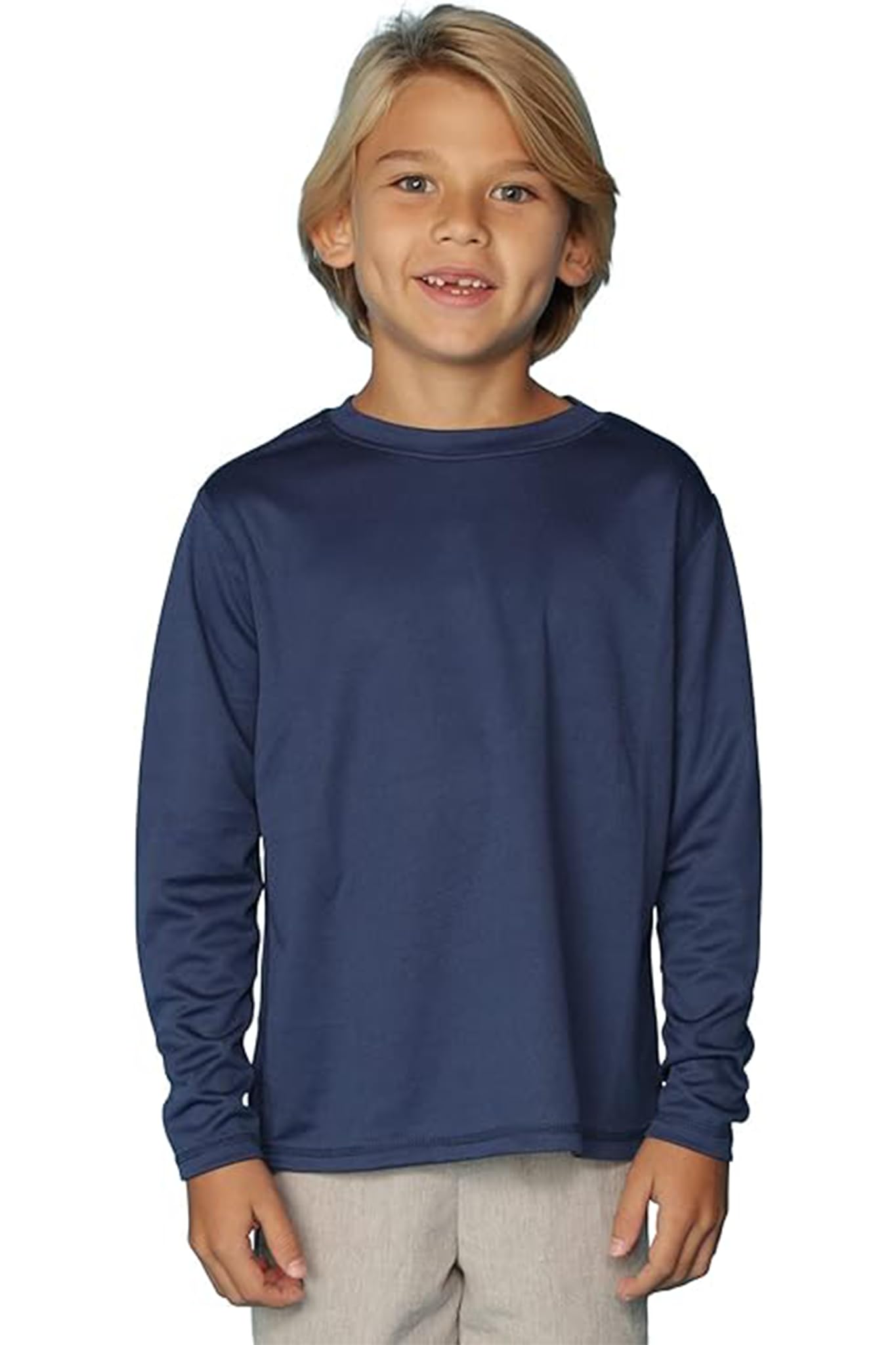 INGEAR Rash Guard Long Sleeve Swim Shirt for Boys UPF 50+ Sun Protection, Quick Dry, Moisture Wicking, Light Weight, Long Sleeves Shirt for Outdoor Sports Navy