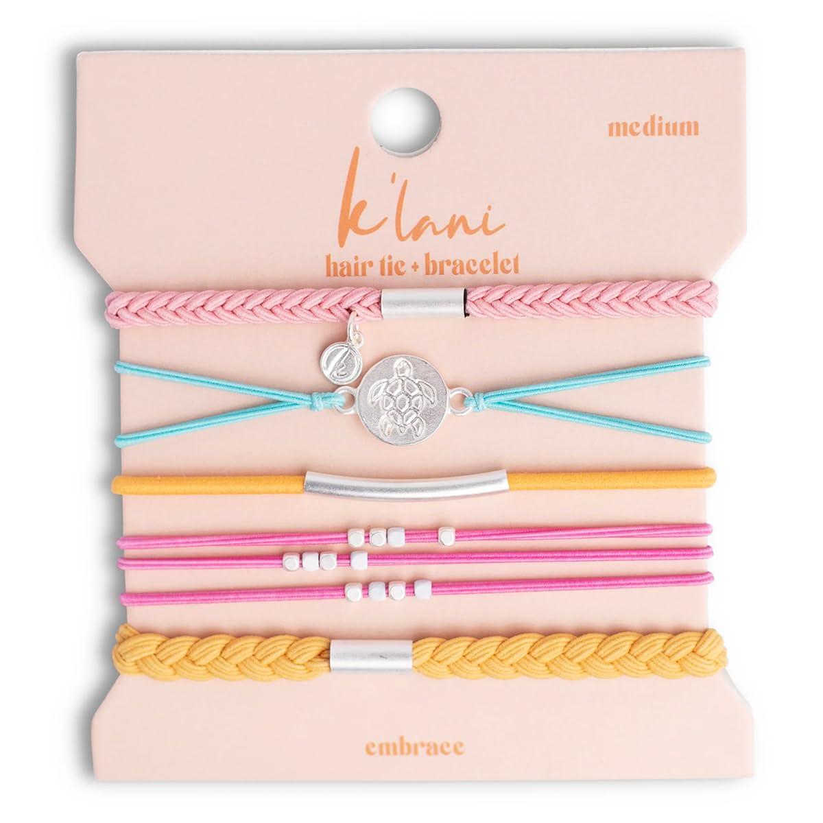 K'lani Embrace Bracelets for Women – Elastic Bracelets and Boho Hair Ties – Cute Hair Ties for Women and Hair Tie Accessories – Stylish Bracelets Boho Style for Hair and Wrist – Set of 5 (Small)