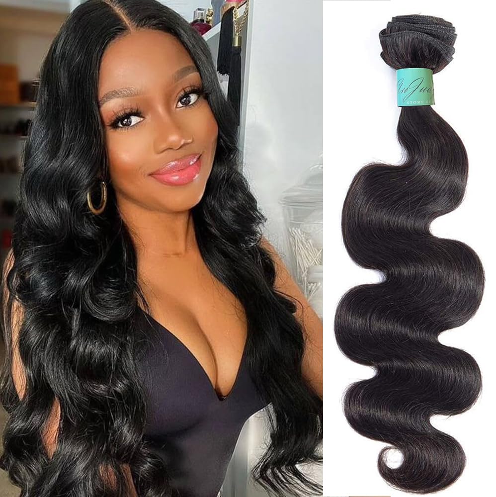AnJudyReid 12A Human Hair Bundles Body Wave 26inch One Bundle 100% Unprocessed Brazilian Virgin Hair Bundles Double Weft Weave Body Wave Bundles Human Hair Natural Black Color