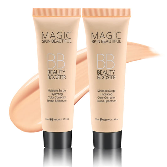 Boobeen Hydrating BB Cream, Full-Coverage Foundation&Concealer, Color Correcting Cream, Tinted Moisturizer BB Cream for All Skin Types - Evens Skin Tone(2 Pcs)
