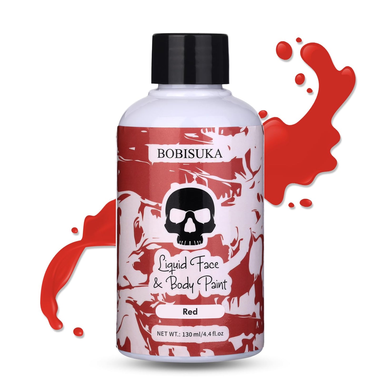 BOBISUKA Red Face Body Paint Liquid Texture Washable Non Toxic Facepaint Fast Drying Foundation Makeup for Halloween Clown Joker Devil Cosplay SFX Costume Party