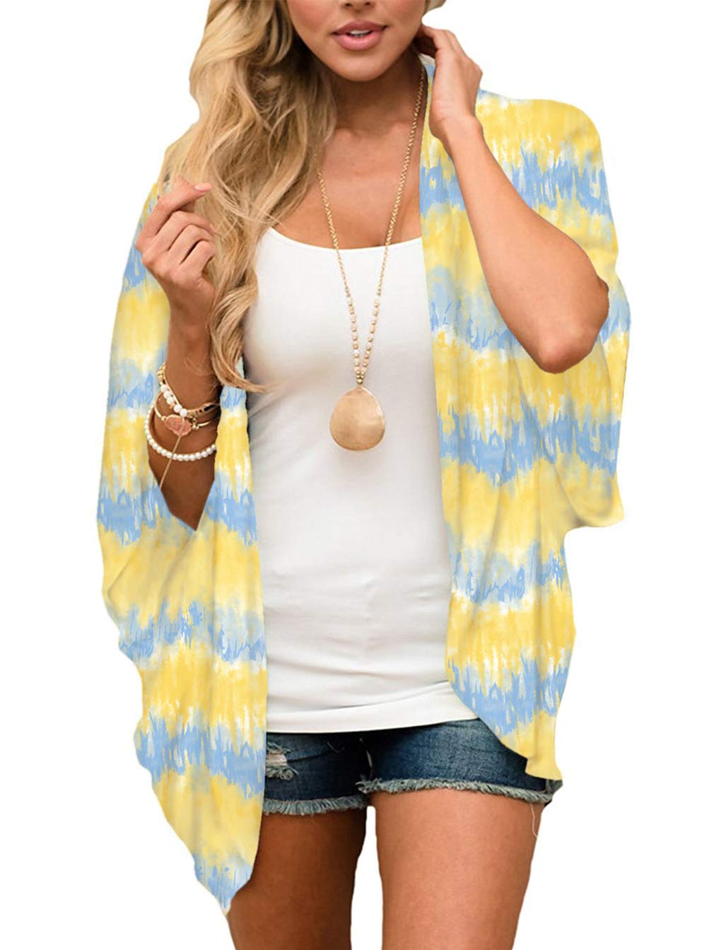 CASURESS Women's Cardigan-Sheer Kimono Loose Summer Floral Print Cover Ups (X-Large, Type 34)