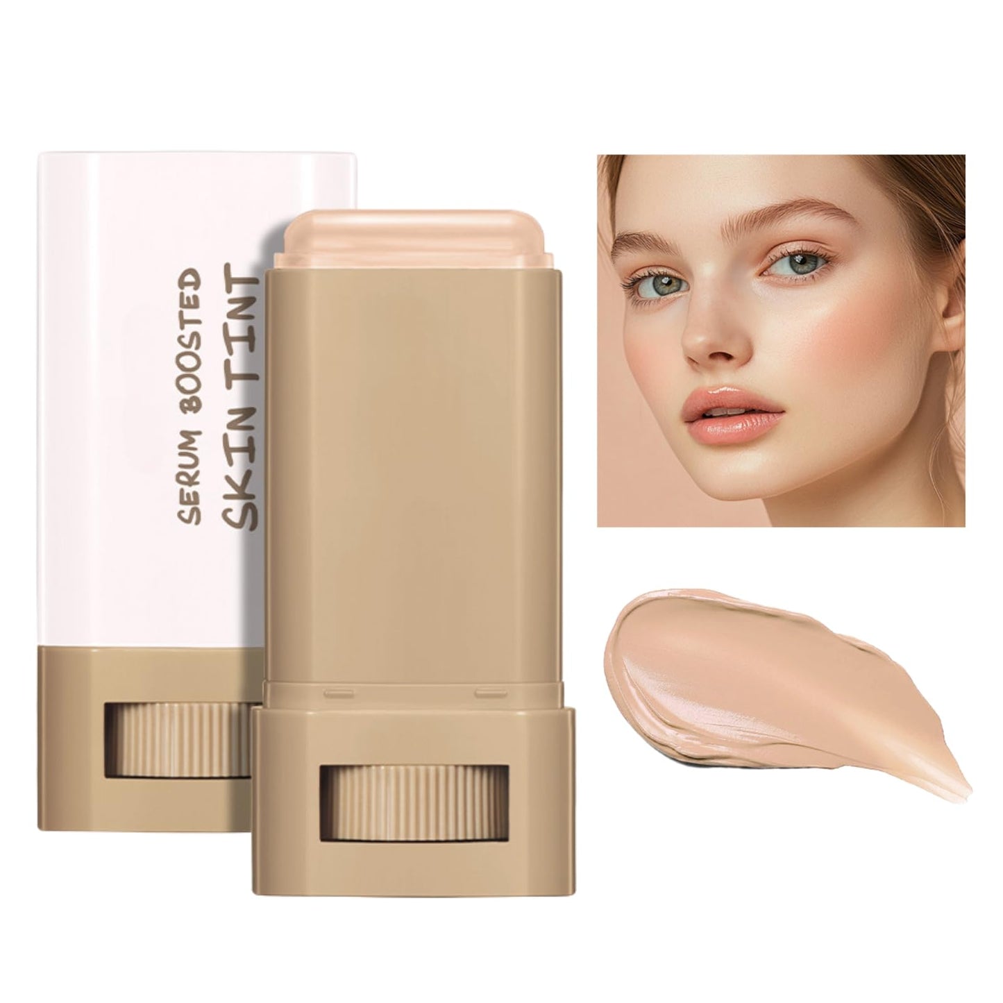 Be auty Balm Serum Boosted Skin Tint - Skin Tint Foundation Stick - Tinted Serum Foundation Balm - Moisturizing Concealer Stick, Full Coverage, Natural Finish Makeup