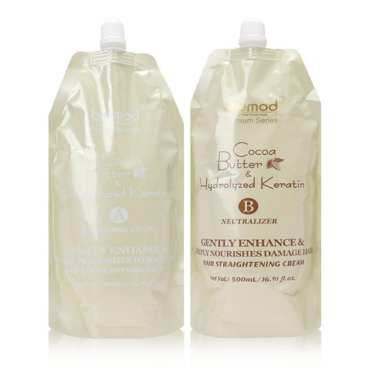 Bremod Performance Hair Straightening Rebonding Cream Cocoa Butter Hydrolyzed Keratin Hair Treatment Hair Straightener Cream for Straighter Shinier and Healthier Hair, All Hair Types 2*16.9Fl Oz