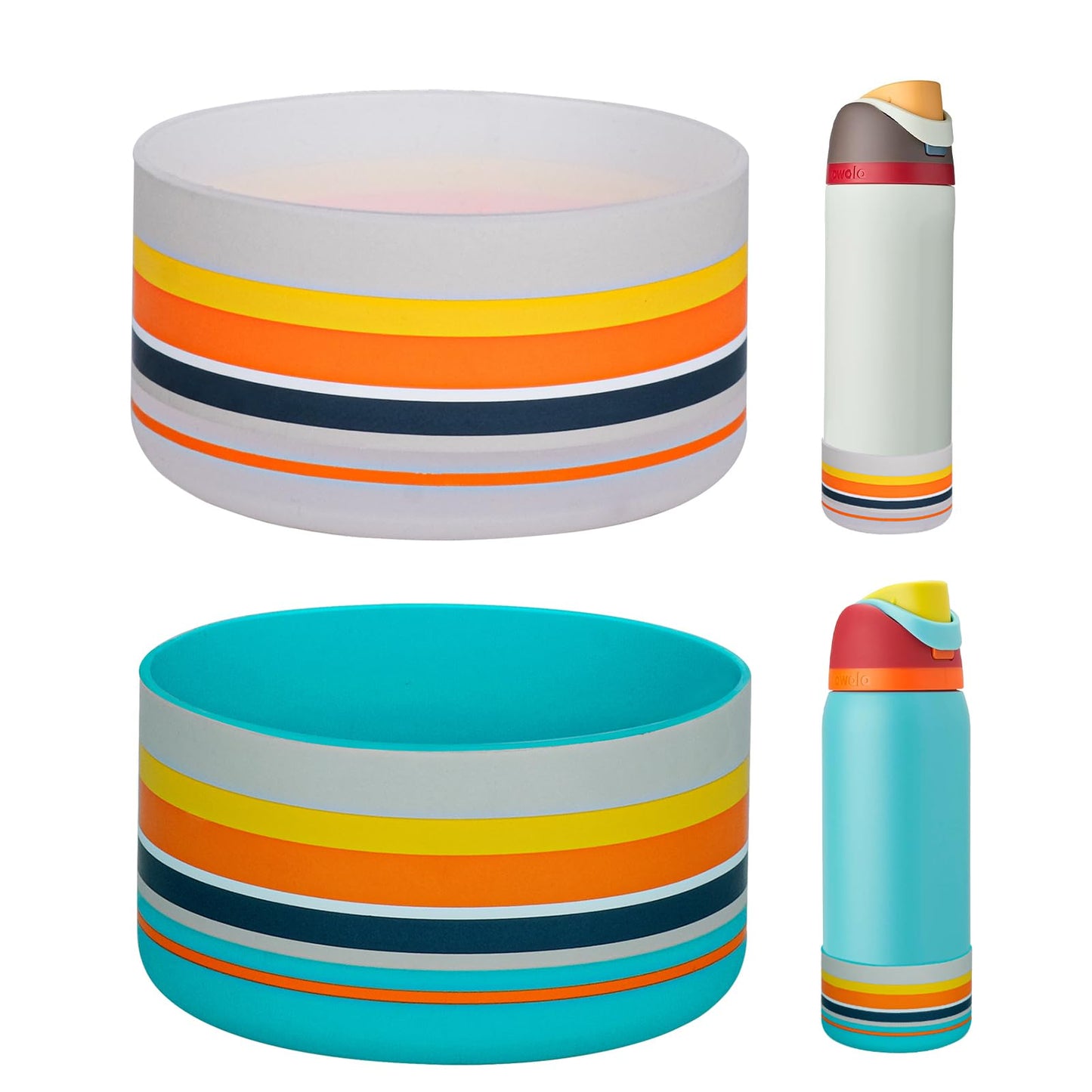 HEYSKAY 2PCS Silicone Boot for Owala Flask Water Bottle 24oz Anti-Slip Protective Sleeve for Owala Twist,FreeSip and Flip Stainless Steel Water Bottle BPA-Free Boot Bottom Base