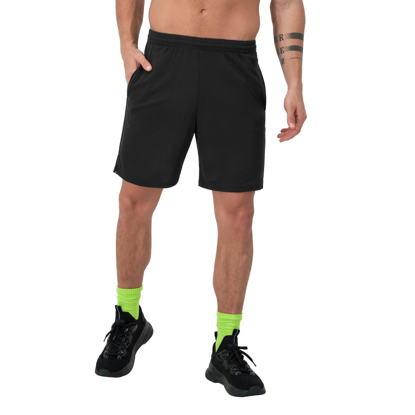 Champion Sport, Moisture Wicking, Athletic Men, Gym Shorts (Reg. or Big & Tall), Black Reflective C, Small