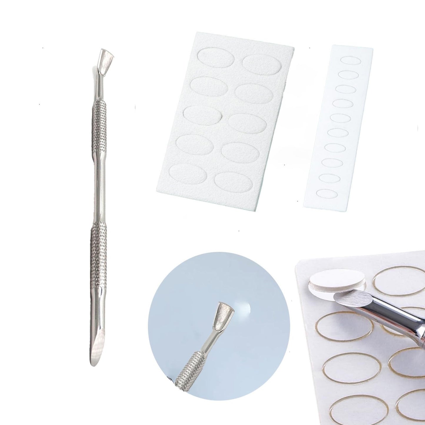 HaimiLiya Pre-treatment Cuticle Pusher, Russian Prep Nail Pushers, Dual Ended Cuticle Remover with 100/180 Grit Sandpaper Sheets, Nail Care for Manicure Pedicure Nail Art