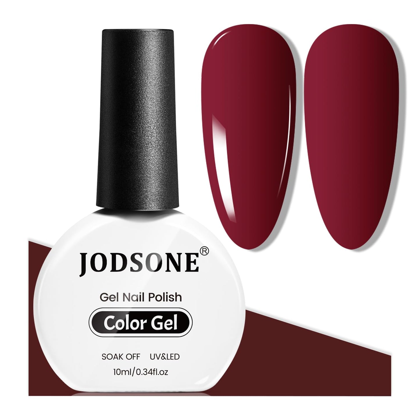 JODSONE Dark Red Gel Nail Polish 10ml Burgundy Red Gel Polish High Gloss Soak Off U V Nail French Nail Manicure Salon DIY at Home