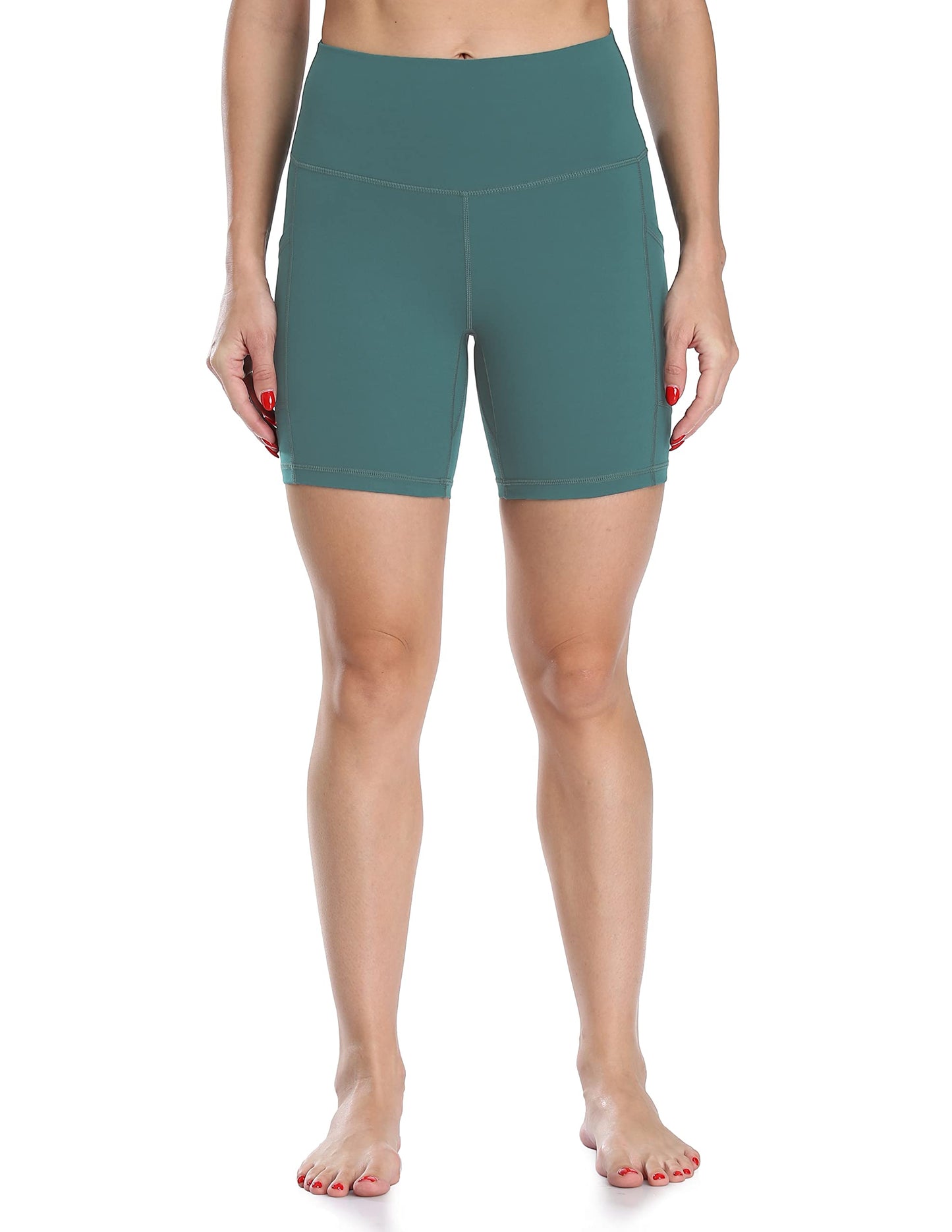 Colorfulkoala Women's High Waisted Biker Shorts with Pockets 6" Inseam Workout & Yoga Tights(XS, Emerald Green)