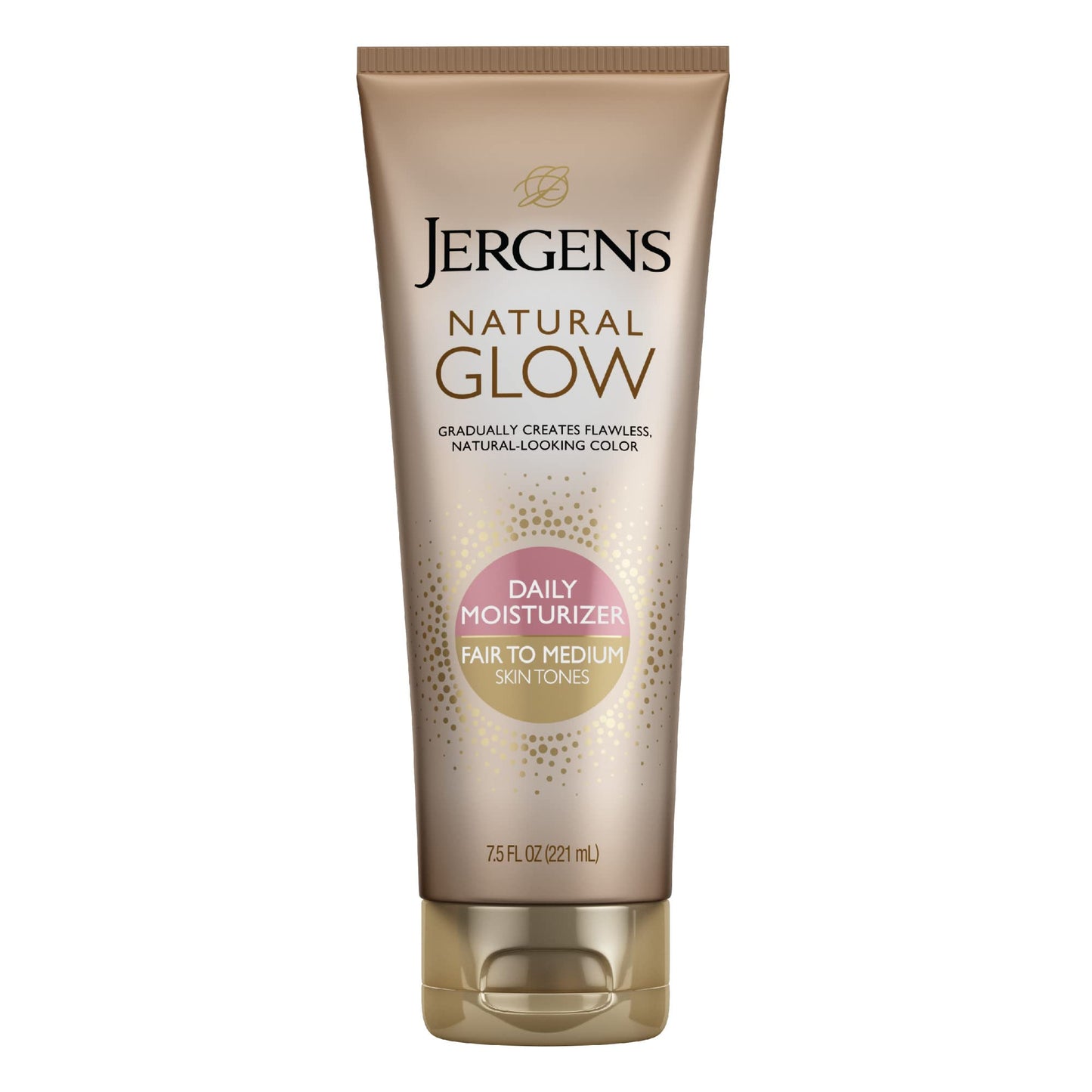 Jergens Natural Glow Self Tanner Body Lotion, Sunless Tanning, Fair to Medium Skin Tone, Daily Moisturizer with Coconut Oil, Vitamin E and Antioxidants, 7.5 Oz