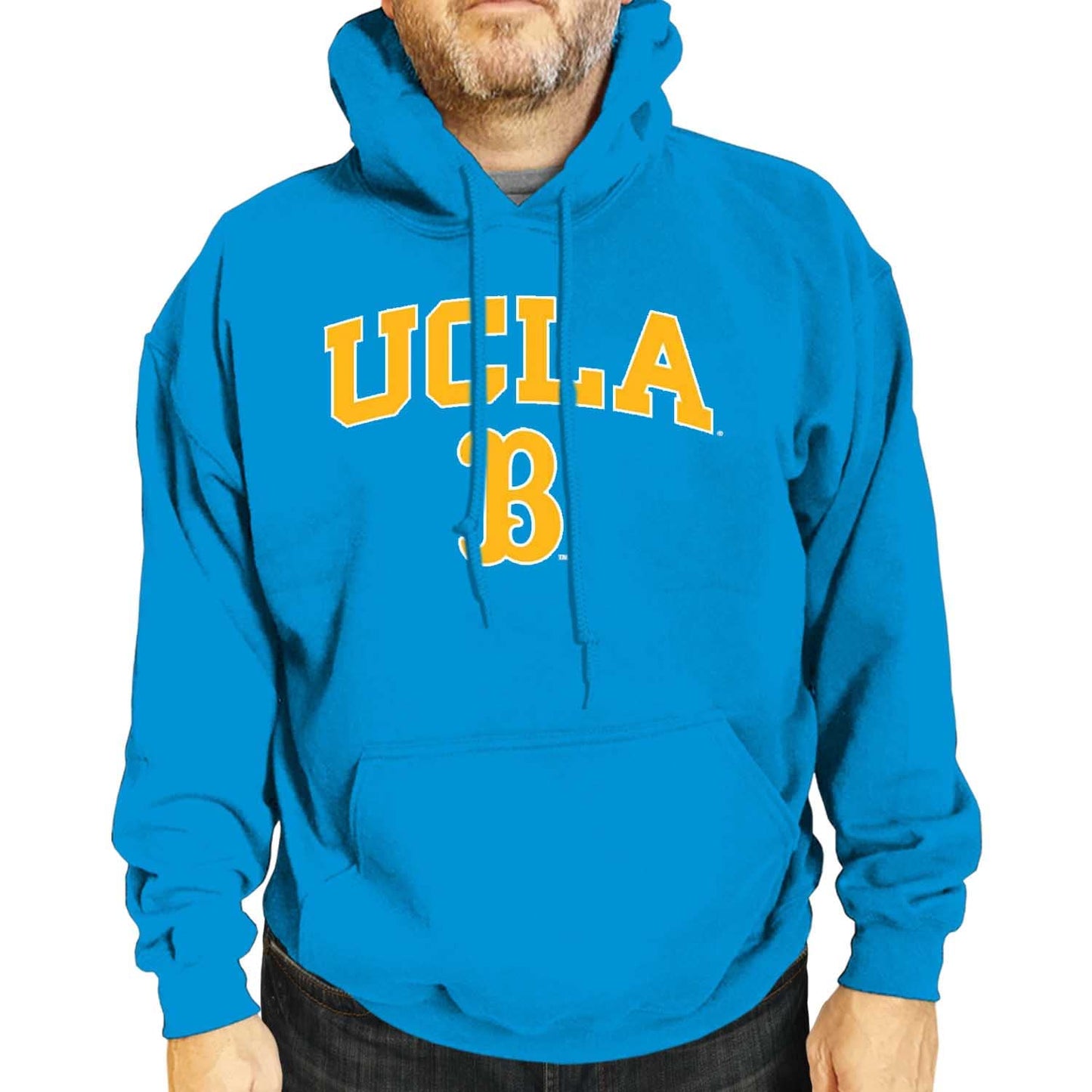 Campus Colors Adult Arch & Logo Soft Style Gameday Hooded Sweatshirt (UCLA Bruins - Light Blue, Small)