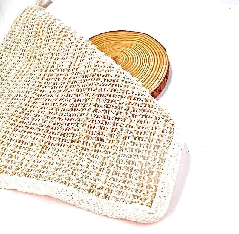 (3) 100% Natural Sisal washcloth. Exfoliating Organic loofah for a Smoother Skin. 100% Biodegradable. Anti-Cellulite + Stimulates Circulation & Energy - (3 Pcs)