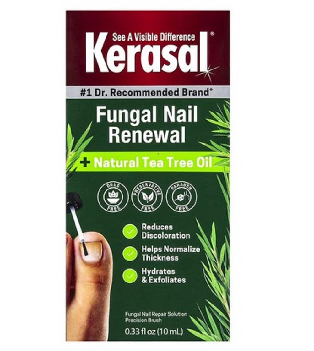 Kerasal Renewal Nail Repair Solution with Tea Tree Oil for Discolored and Damaged Nails, 0.33 Oz (Pack of 1)