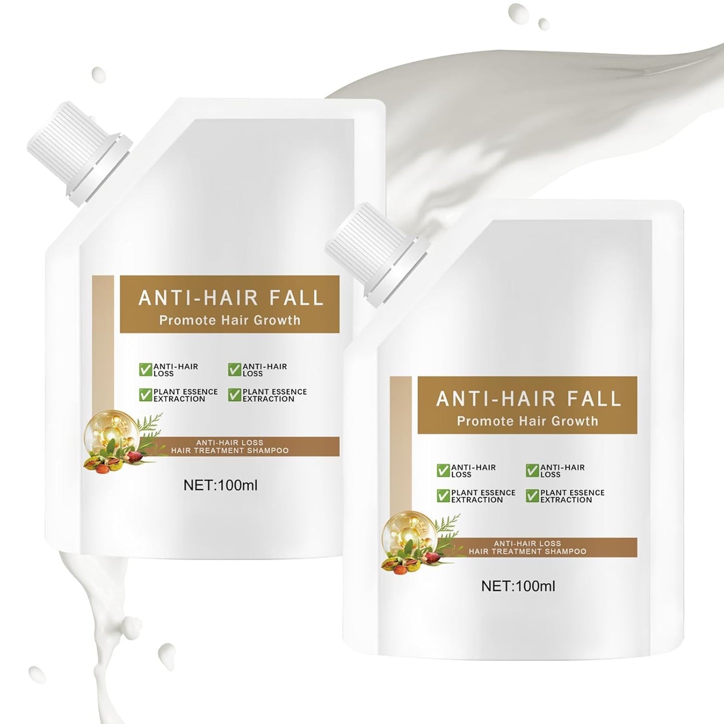 DAFUZ 2 Pcs Anti-Hair Fall Hair Loss Shampoo, Promotes Hair Growth, Rich in Natural Herbal Extracts & Ginger, Unscented, Clear, 100ML (2 x 3.4 Ounce), Unisex Adults