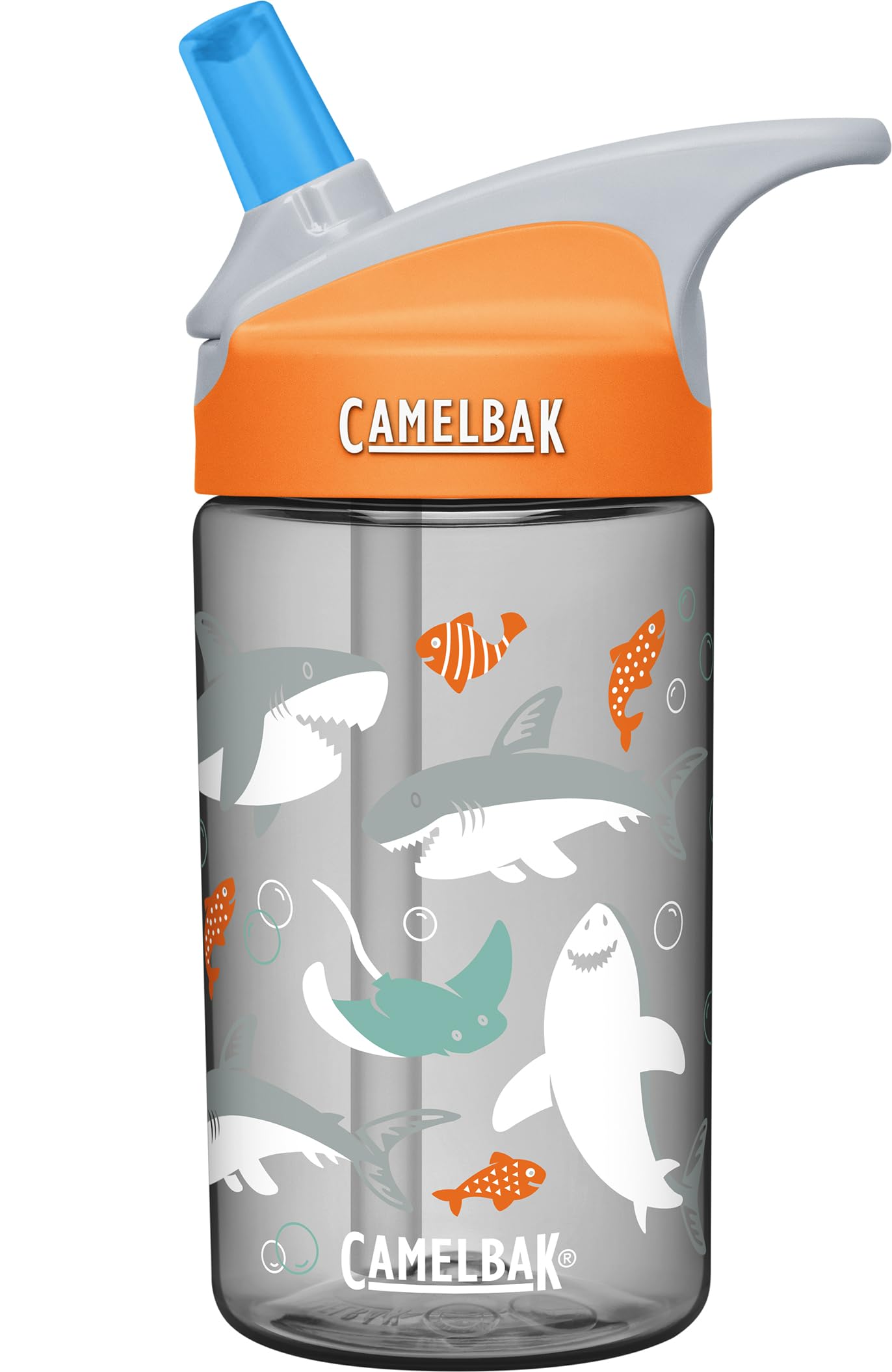 CamelBak eddy Kids Water Bottle - CamelBak Kids Big Bite Valve - Spill Proof - Water Bottle For Kids - BPA-Free Water Bottle - 12oz, Sharks