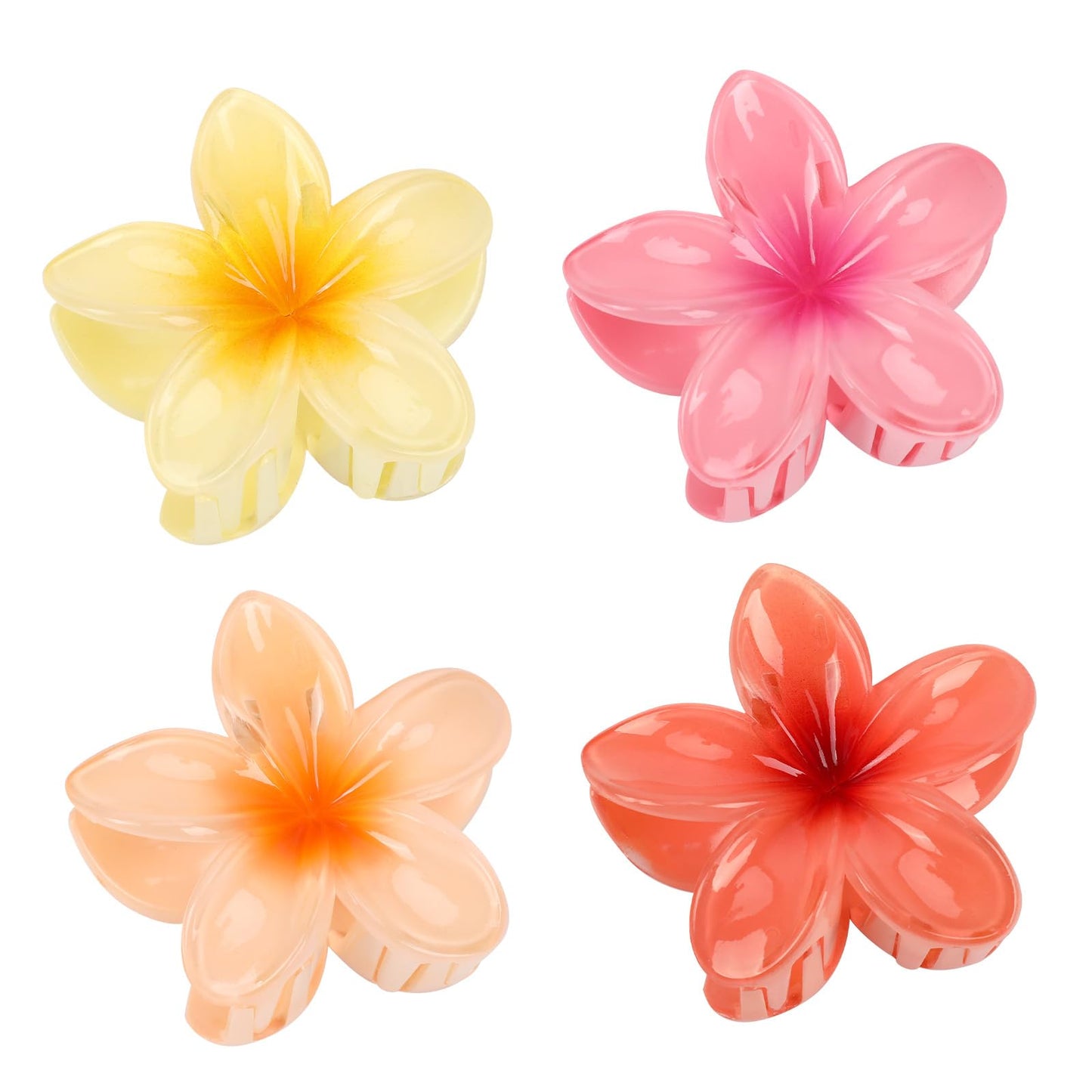4PCS 3D Effect Flower Hair Clips Set【NO Damage】【Strong Grip】【Non-Slip】Hair Clips For Thin Hair/Thick Hair,Flower Claw Clips For Women,Multicolor B