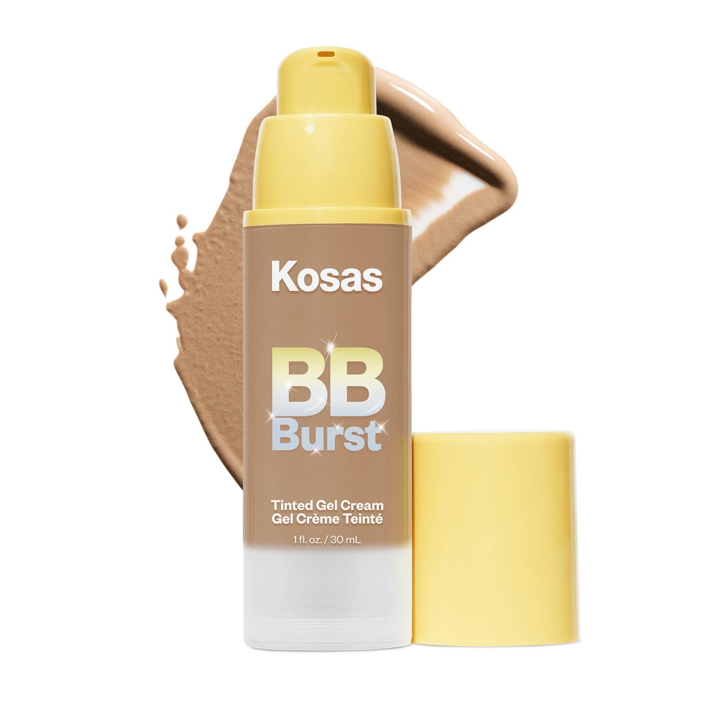 Kosas BB Burst Tinted Face Gel Cream - Supports Healthy Collagen, Smoothes Skin, Hydrates & Moisturizes - Lightweight Buildable Coverage - Medium Deep Neutral 33, (1 Oz/30 ML)