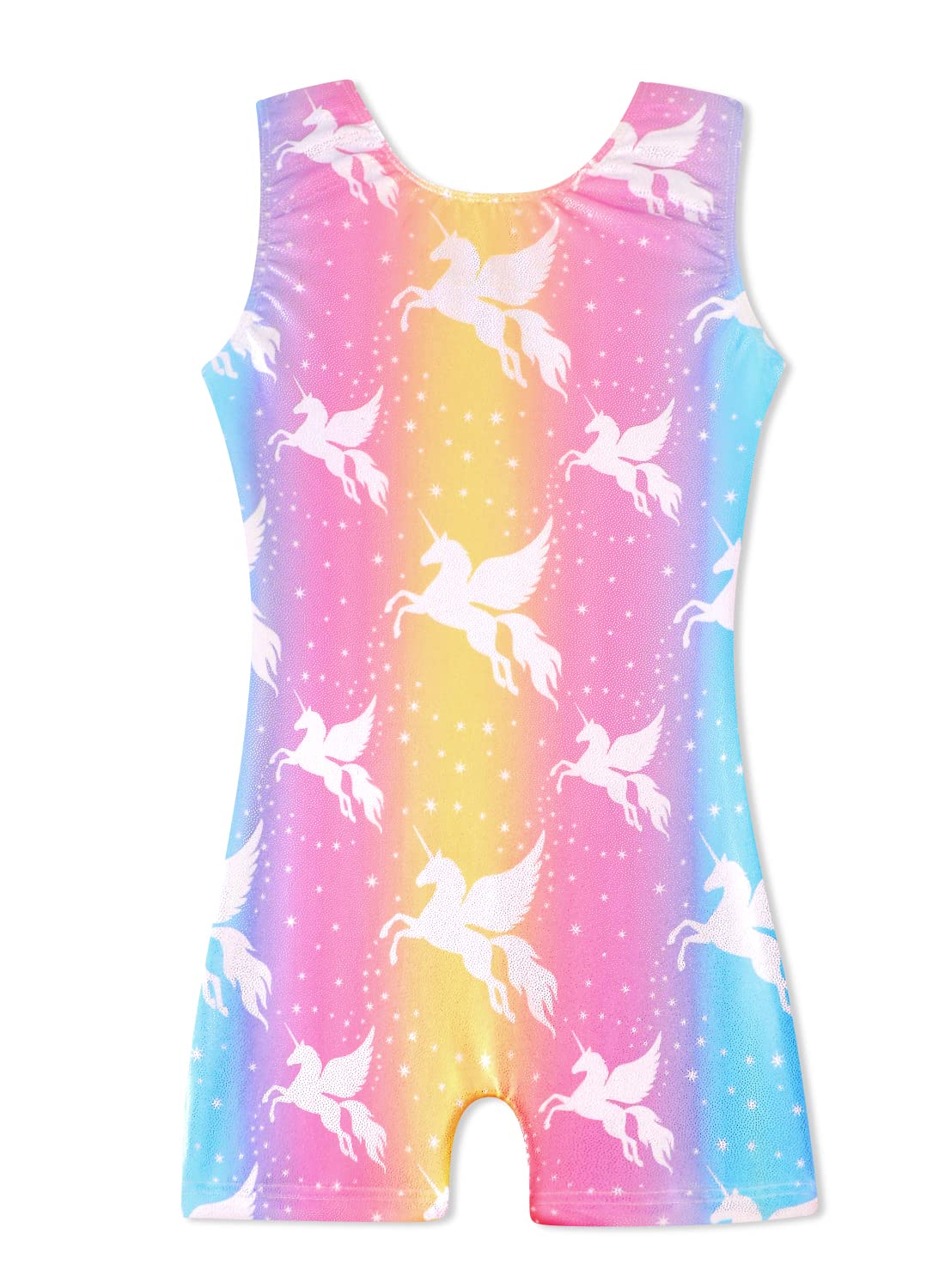 HOZIY Toddler Gymnastics Leotards With Shorts Girls 5t 5-6 Year Old Unicorn Rainbow Stripe Leotard Kids Leo Biketards Tumbling Outfits Gimnasia Bodysuits Fall Summer Winter