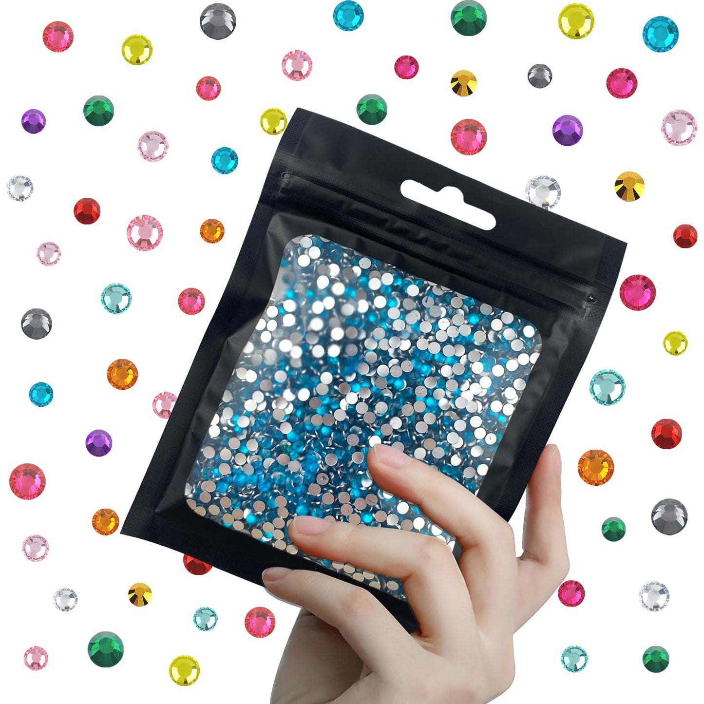 CLRDIVA 5000pcs 2mm Crystal Capri Blue Rhinestones Flatback Resin Rhinestones Bulk Jelly Gems Flat Back Crystals Wholesale Stones for Crafts Tumblers Face Eye Makeup Nails Bling DIY Decoration