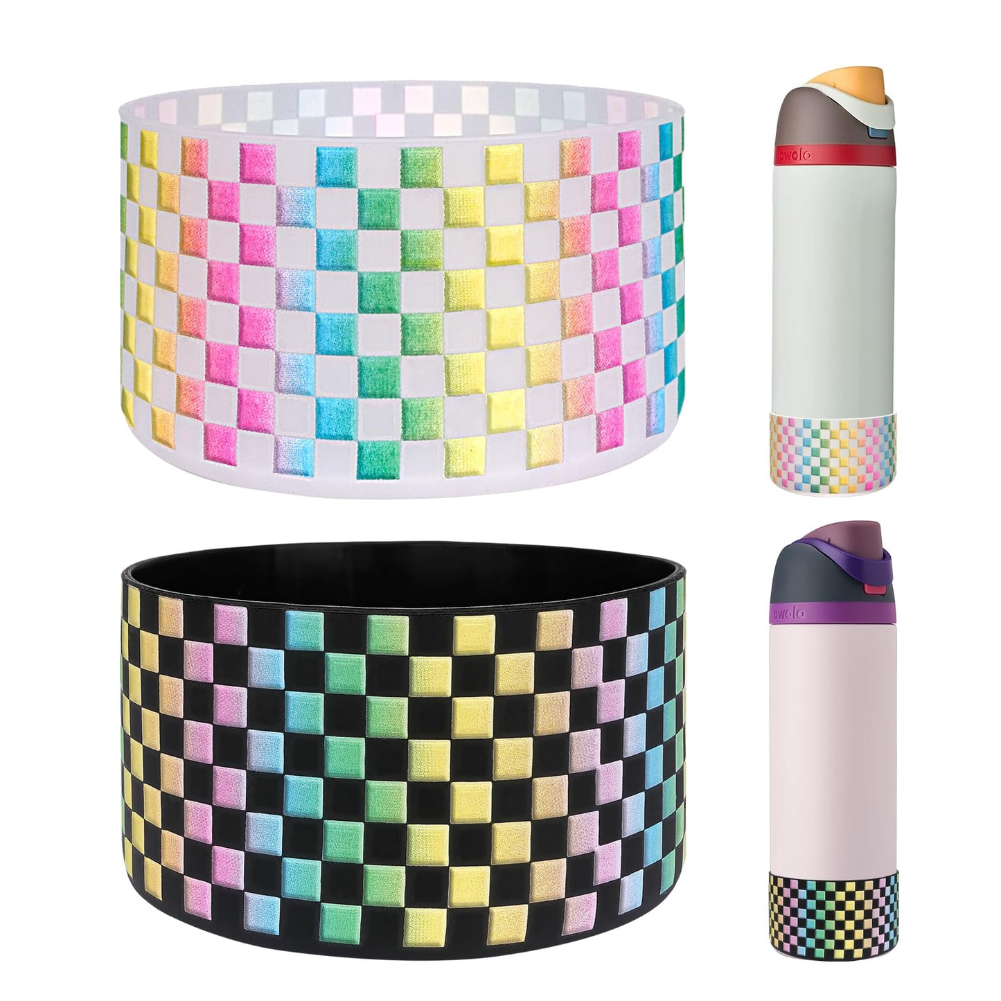 HEYSKAY 2PCS Silicone Boot for Owala Flask Water Bottle 24oz Anti-Slip Protective Sleeve for Owala Twist,FreeSip and Flip Stainless Steel Water Bottle BPA-Free Boot Bottom Base