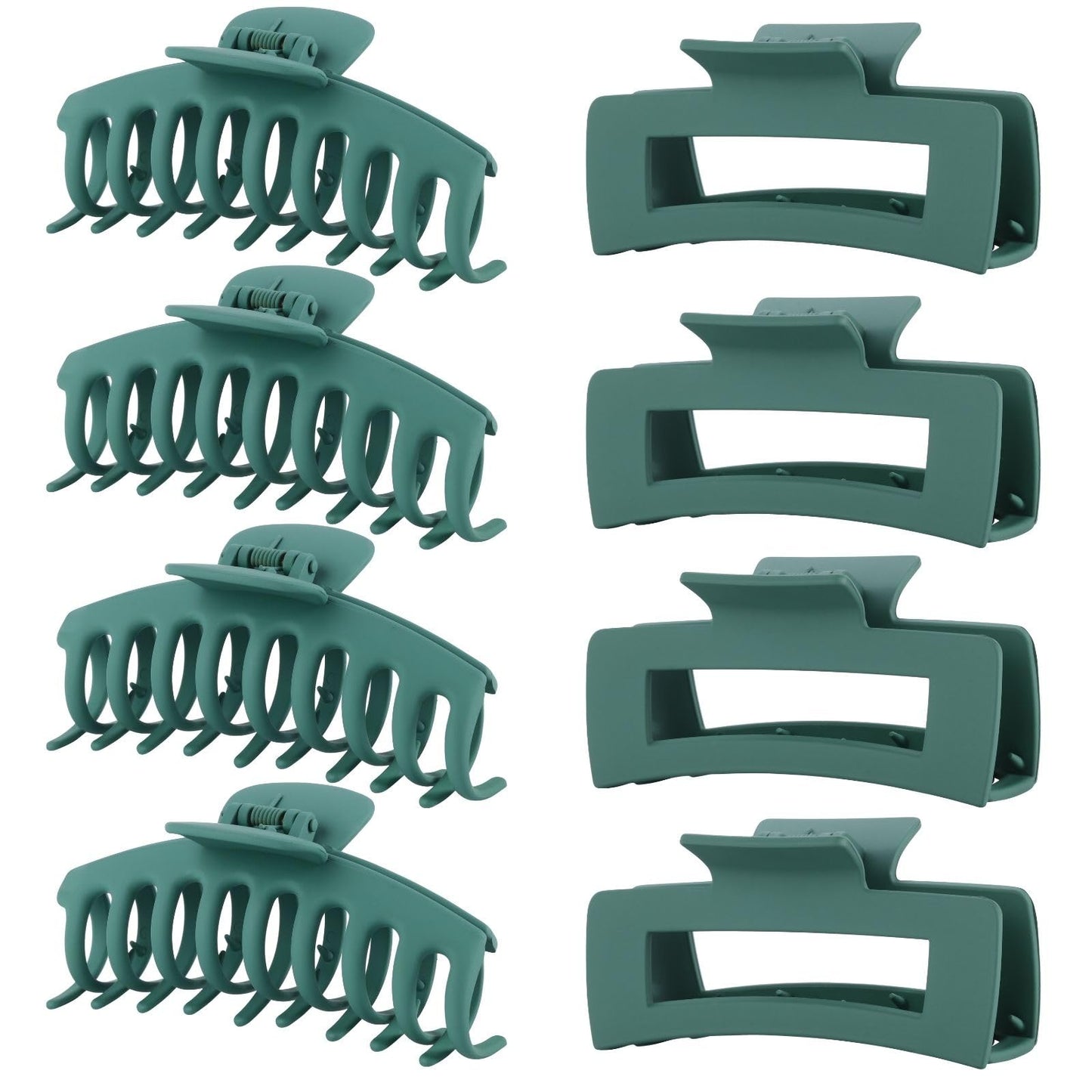 Green Hair Clips for Women - 8 Pack 4.3 Inch Large Hair Claw Clips for Women Thin Thick Curly Hair, Big Matte Banana Clips,Strong Hold jaw clips