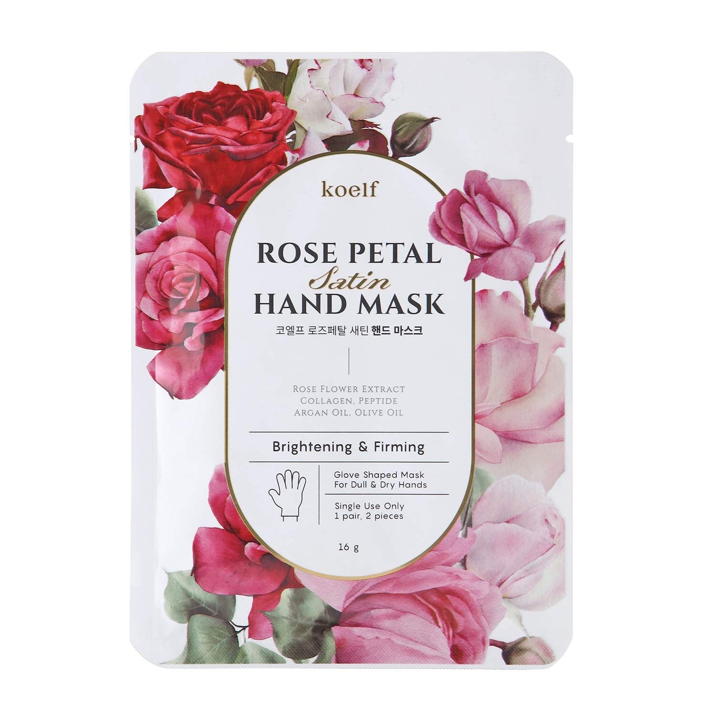 Koelf KOELF Rose Petal Satin Hand Mask, Moisturizing Gloves (3EA (1.68 oz))