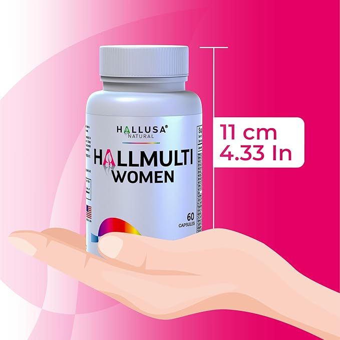 HALLMULTIVIT Women - Multivitamin for Women, Hair Skin and Nails Vitamins (Vitamin D, C, D3, B12, E & More), Biotin, Iron, Folate, Calcium, Magnesium & Zinc