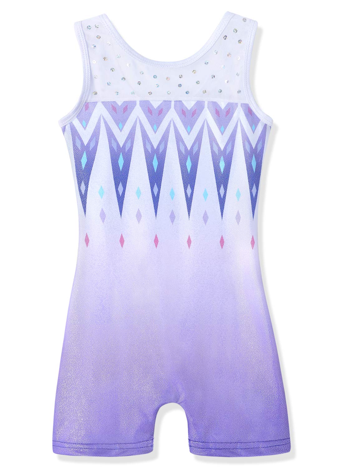 HOZIY Biketards for Girls Gymnastics Leotard With Shorts Purple Snowflakes 5-6 Year Old